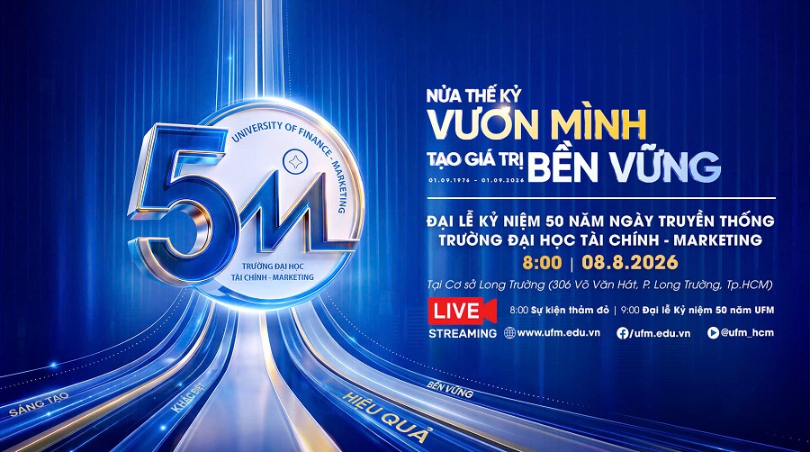[Trực tiếp] Đại lễ kỷ niệm 50 năm Ngày truyền thống Trường Đại học Tài chính - Marketing